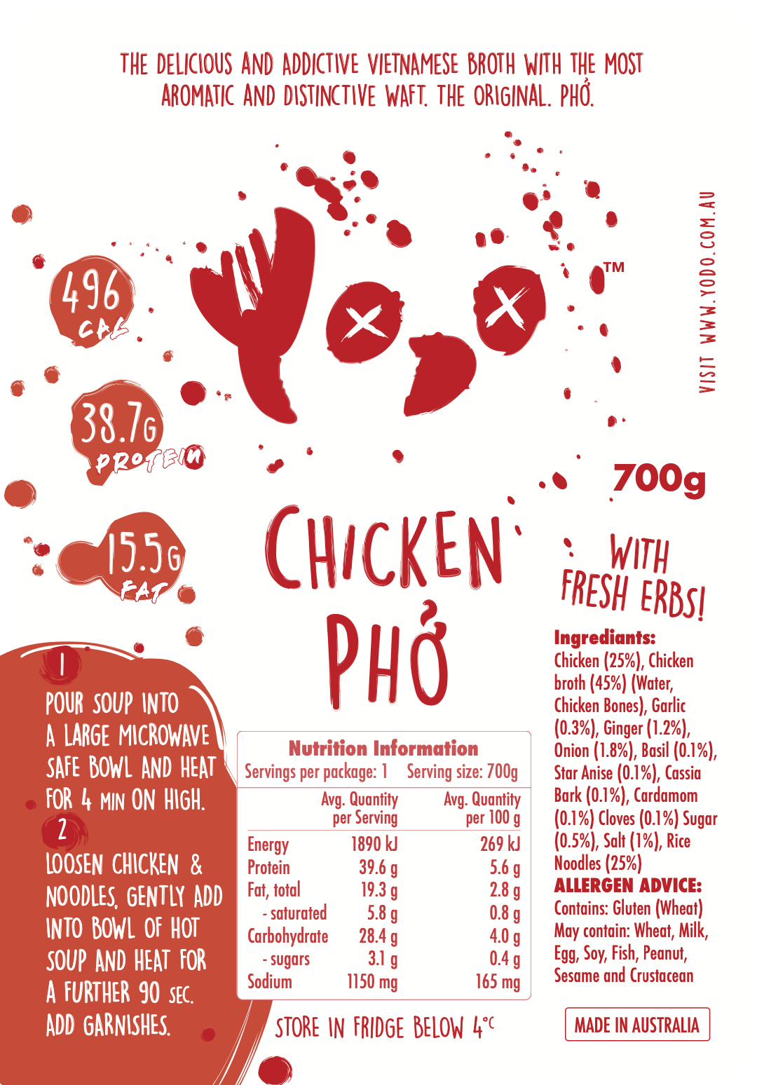 YODO Returning soon Chicken Pho (497 cal)