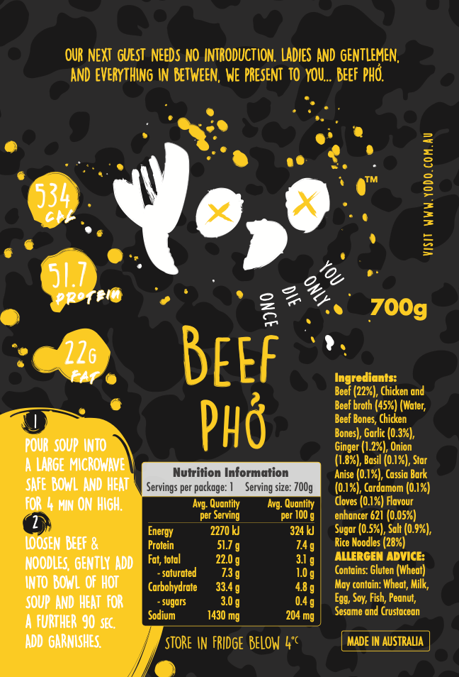 YODO Returning soon Beef Pho (543 cal)